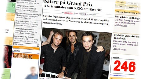 VG spekulerer i MGP-artister (Foto: Faksimile fra VG Nett)