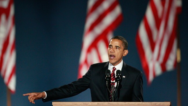 Barack Obama under seierstalen i Chicago. (Foto: SCOTT OLSON/AFP) Barack Obama under seierstalen i Chicago. (Foto: SCOTT OLSON/AFP)