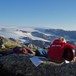 God stemning rundt gitaren med utsikt både mot breen og havet fra Fonnabu.