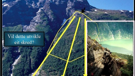 Risikoen er stor for fjellskred fra Åkerneset (Foto: Foto/illustrasjon: Møre og Romsdal fylke)