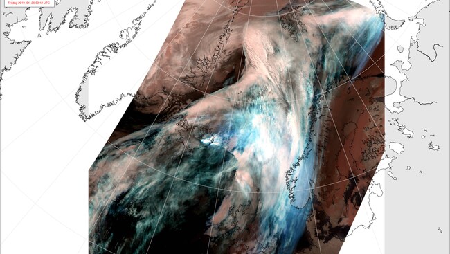 Satellittbilde stormen Ask, natt til tirsdag (Foto: NOAA) Satellittbilde stormen Ask, natt til tirsdag (Foto: NOAA)