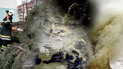 Ekstremvær i Europa (Foto: Fotomontasje: NRK/Scanpix) Ekstremvær i Europa (Foto: Fotomontasje: NRK/Scanpix)