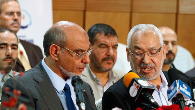 Hamadi Jbeli og Rachid Ghannouchi (Foto: ZOUBEIR SOUISSI/Reuters) Hamadi Jbeli og Rachid Ghannouchi (Foto: ZOUBEIR SOUISSI/Reuters)