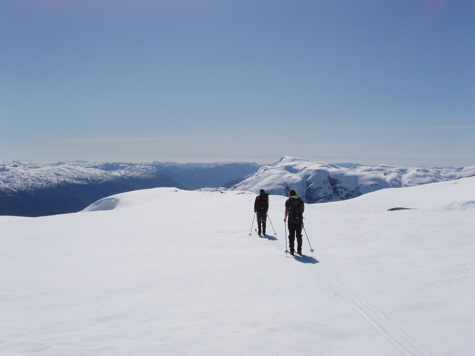 Fantastiske skiforhold på breen i slutten av april.