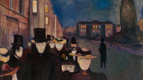 Edvard Munch: 'Aften på Karl Johan' fra 1892 (beskåret) (Munch/BONO/2013). (Foto: KODE) Edvard Munch: 'Aften på Karl Johan' fra 1892 (beskåret) (Munch/BONO/2013). (Foto: KODE)