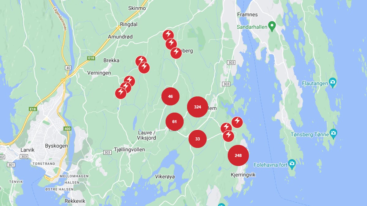 Over har mistet strømmen i Larvik NRK Vestfold og Telemark Lokale nyheter TV og radio