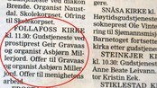 Spesiell 17.mai gudstjeneste. I følge annonsen oppfordres folk til å gi penger til både prest og org