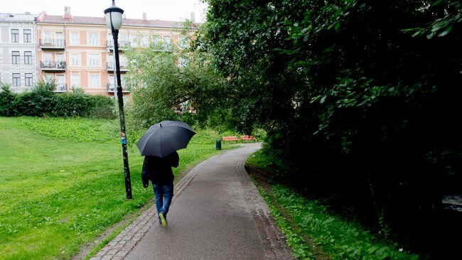 Mann med paraply (Foto: Solum, Stian Lysberg/SCANPIX)