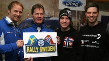 Petter Solberg, Malcolm Wilson, Mads Østberg og Eyvind Brynildsen. (Foto: Pressefoto, Bilsportforbundet)