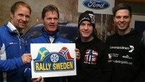 Petter Solberg, Malcolm Wilson, Mads Østberg og Eyvind Brynildsen. (Foto: Pressefoto, Bilsportforbundet)