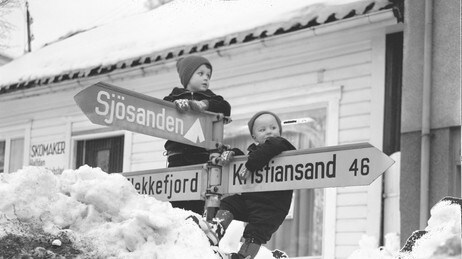 Snøfall i Mandal 1966 (Foto: Aage Storløkken/Scanpix)