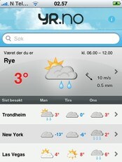 Sjekk været på iPhone med yr.no (NRK)