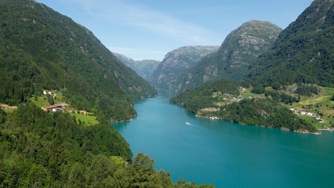 Utsikt over Fyksesund i Froastad i Kvam (Foto: Erlend Aas/Scanpix)