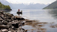 Leiteaksjon etter sakna mann i Sognefjorden. (Foto: Arne Stubhaug/NRK) Leiteaksjon etter sakna mann i Sognefjorden. (Foto: Arne Stubhaug/NRK)