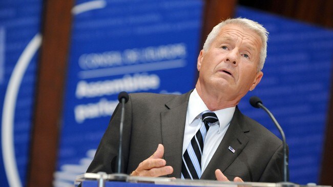 Thorbjørn Jagland taler i Europarådet (Foto: Scanpix/AFP) Thorbjørn Jagland taler i Europarådet (Foto: Scanpix/AFP)
