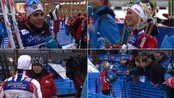 Alle ville ha en bit av medalejentene etter løpet - Det blir mange intervjuer etter en VM-medalje. Det fikk Marit Bjørgen, Therese Johaug og Heidi Weng erfare etter at de tok gull, sølv og bronse i 15 km fellesstart med skibytte, i ski-VM i Val di Fiemme.  