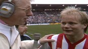Høgmo i seiersrus etter cupgull - Per Mathias Høgmo var høyt oppe etter cupfinaleseier for Tromsø i 1986. Den gangen som spiller. Tapende finalist var Lillestrøm. Høgmo er her intervjuet av Kjell Kristian Rike.