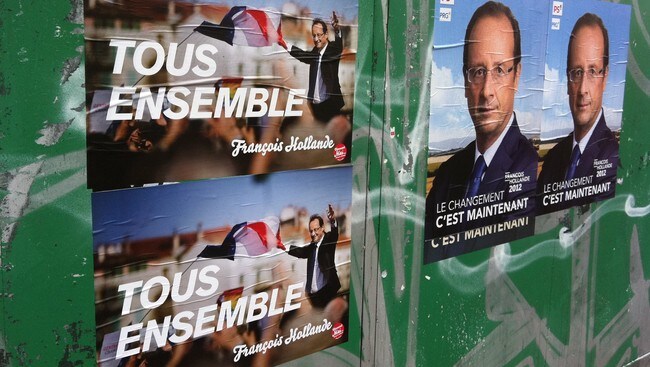 Valgplakater for Francois Hollande (Foto: Kristian Elster/NRK) Valgplakater for Francois Hollande (Foto: Kristian Elster/NRK)