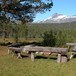 Fra tunet på Trollheimshytta med utsikt mot Snota