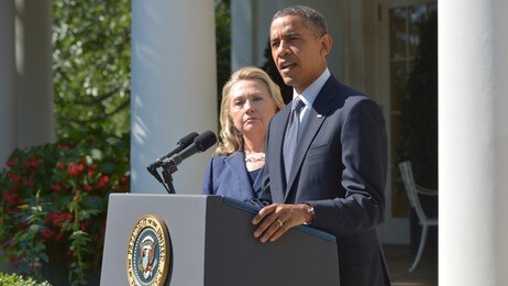 Clinton og Obama møtte pressen etter angrepet (Foto: MANDEL NGAN/Afp)