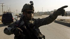 En amerikansk soldat utenfor Camp Phoenix i Kabul (Foto: Omar Sobhani/Scanpix/Reuters)