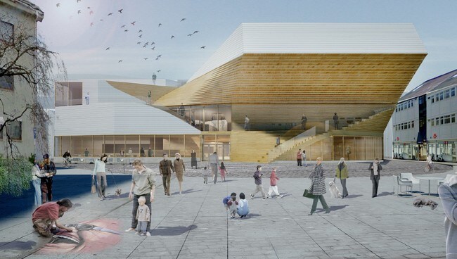 Plan for kultursenter i Flekkefjord (Helen & Hard arkitektkontor) Plan for kultursenter i Flekkefjord (Helen & Hard arkitektkontor)