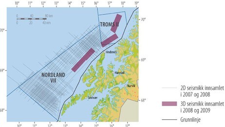 Seismikk utenfor Lofoten, Vesterålen og Senja.