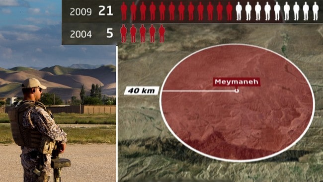 Dramatisk økt antall drepte Maimana (grafikk/montasje) (Foto: NRK Grafikk/Scanpix)