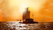 Kon-Tiki i solnedgang (Foto: Carl Christian Raabe / Nordisk Film Distribusjon AS) Kon-Tiki i solnedgang (Foto: Carl Christian Raabe / Nordisk Film Distribusjon AS)