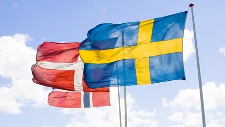 Norsk, dansk og svensk flagg (Foto: Colourbox) Norsk, dansk og svensk flagg (Foto: Colourbox)