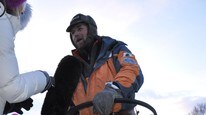 Harald Tunheim ved innkomst til Tana (Foto: Nils Mehren/NRK)
