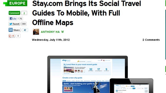 Stay.com på TechCrunch (Foto: Skjermdump: TechCrunch.com) Stay.com på TechCrunch (Foto: Skjermdump: TechCrunch.com)