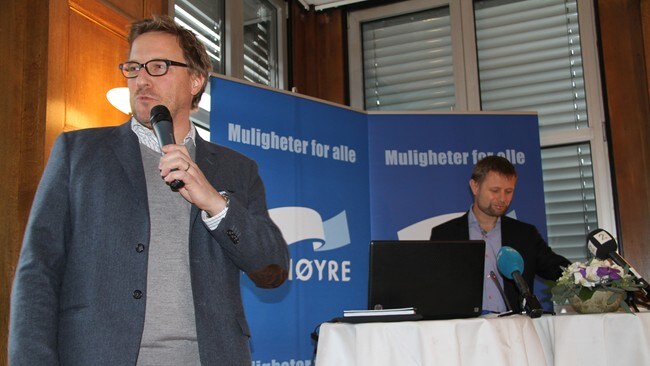 Høyres pressekonferanse (Foto: Siv Sandvik/NRK) Høyres pressekonferanse (Foto: Siv Sandvik/NRK)