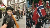 17. mai i Bergen i 2000 - Buekorps, høge flosshattar, innslaga i Hovedprosesjonen, regnet. Slik var 17. mai i Bergen i 2000.
