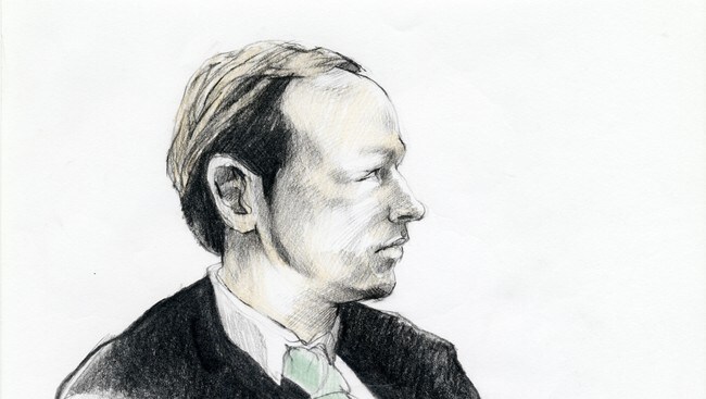Tegning av Anders Behring Breivik (Foto: Esther Maria Bjørneboe (rettstegning)) Tegning av Anders Behring Breivik (Foto: Esther Maria Bjørneboe (rettstegning))