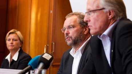 Adm. dir. Terje Almlid og styreleder Lars Sponheim. (Foto: Terje Bendiksby/Scanpix)
