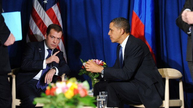 Dmitry Medvedev og Barack Obama (Foto: Jewel Samad/Scanpix/AFP) Dmitry Medvedev og Barack Obama (Foto: Jewel Samad/Scanpix/AFP)