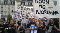 Bønder aksjonerer i Oslo (Foto: Merete Støfring)