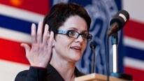 Fiskeriminister Lisbeth Berg-Hansen på Norges fiskarlags landsmøte. (Foto: Gorm Kallestad /Scanpix)