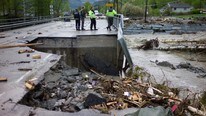 E6 Kvam ødelagt av flom (Foto: Lars Erik Skrefsrud/NRK)