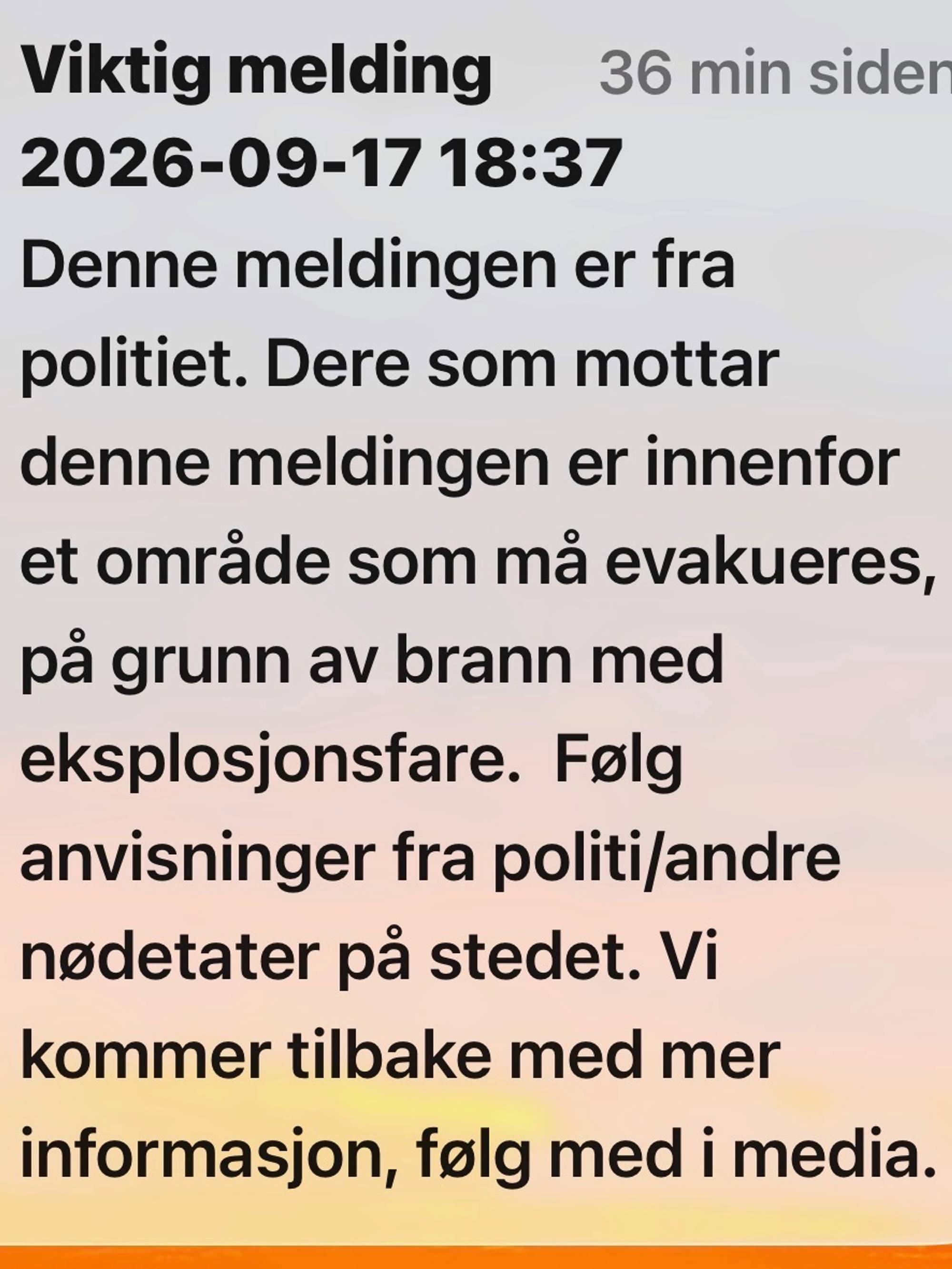Skjermdump av melding.
