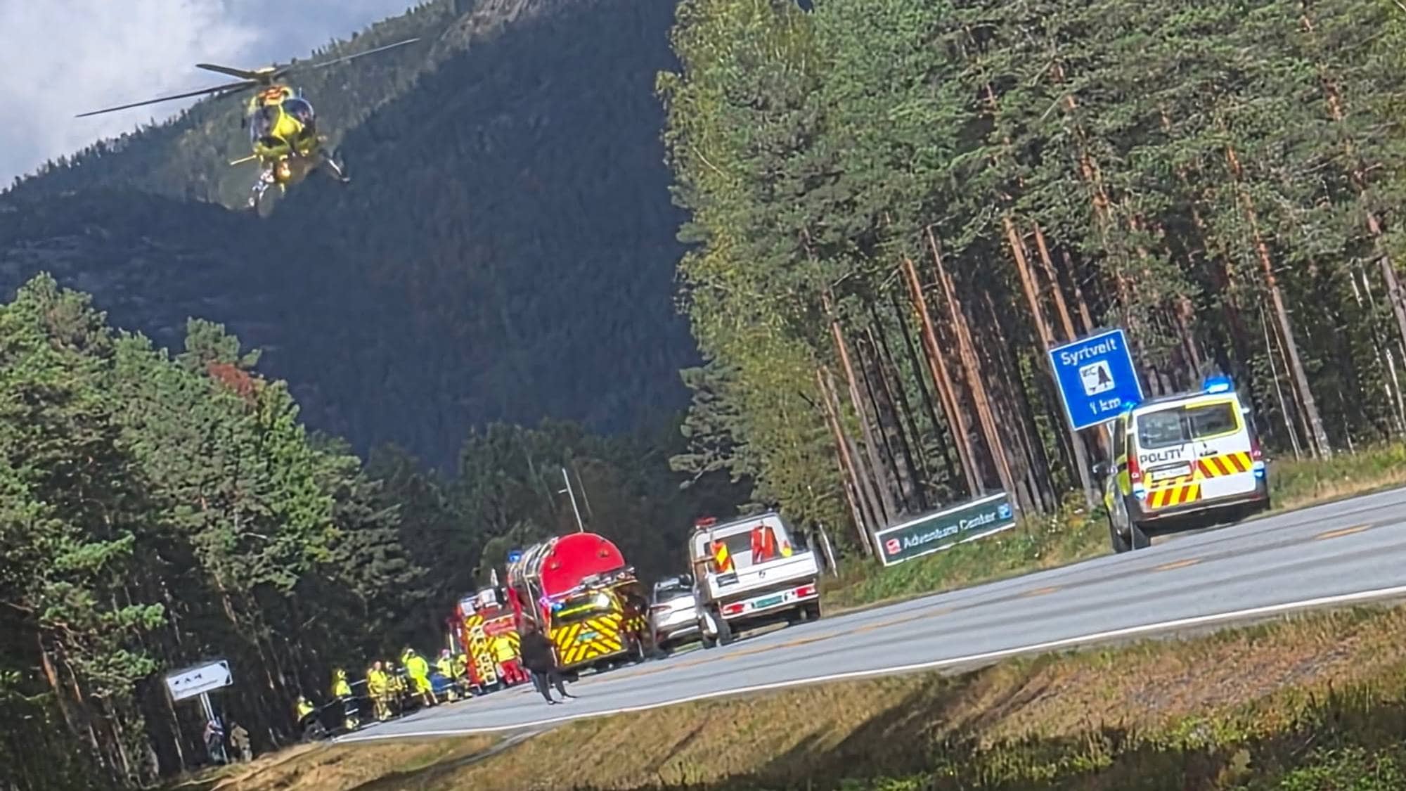 Ulykke på riksveg 9 i Evje og Hornnes kommune. 