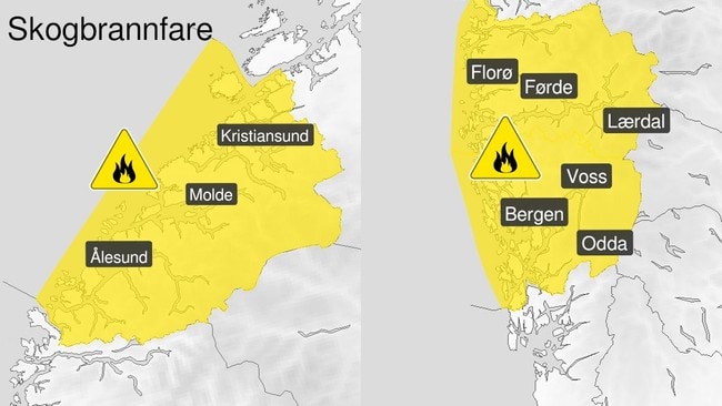 KAN BLI ORANSJE: Meteorologen har allereie sendt dette varselet for Møre og Romsdal og Vestland.
