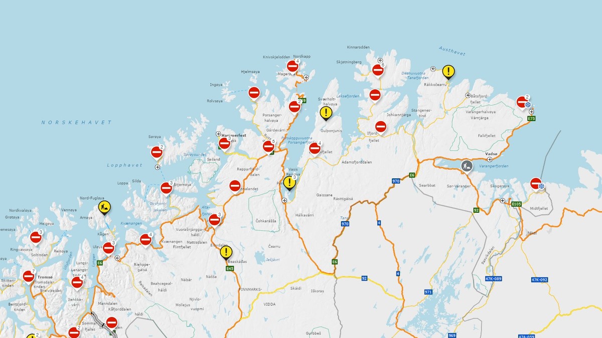 Nå har «Ingunn» nådd Finnmark: Nesten alle veier stengt