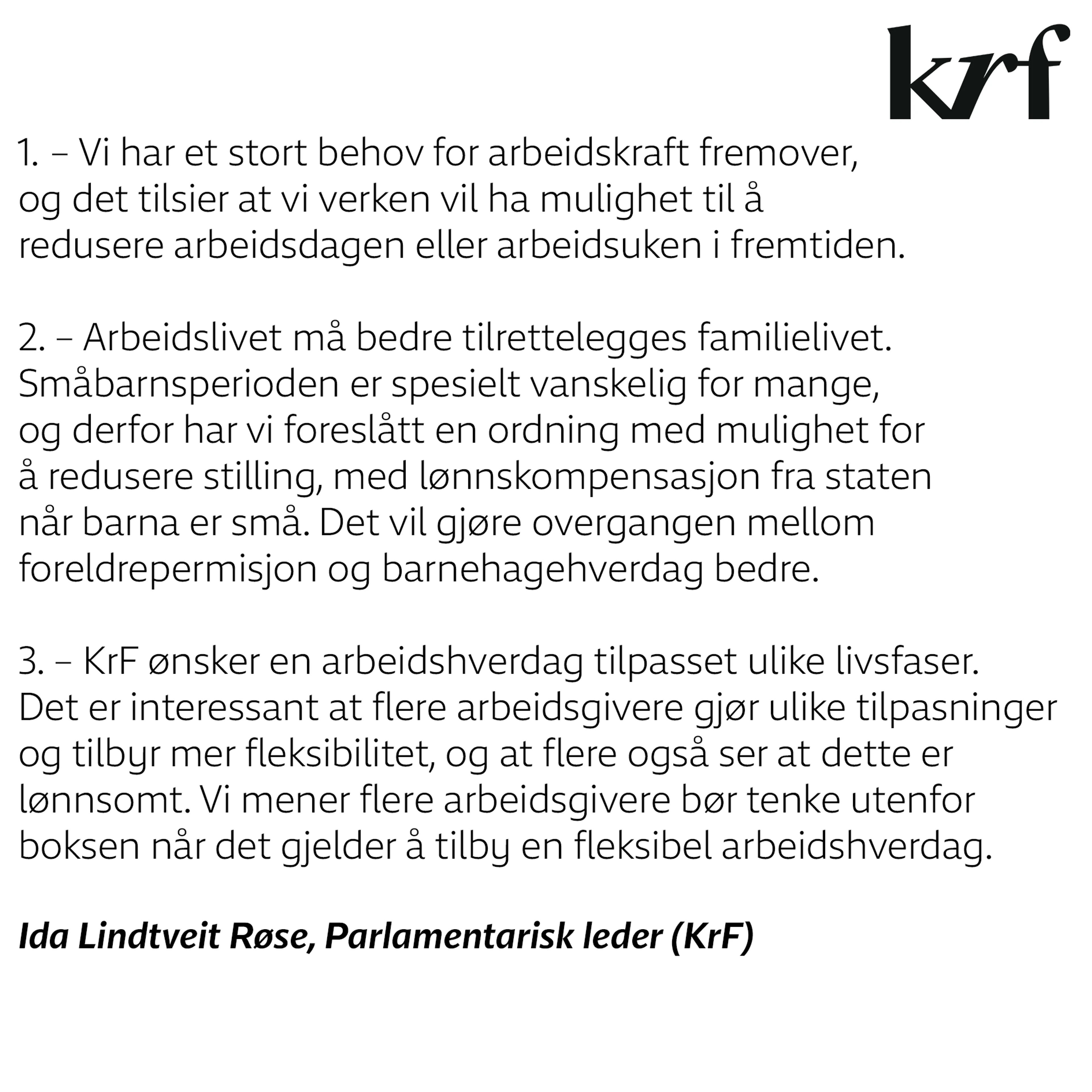 krf sine svar