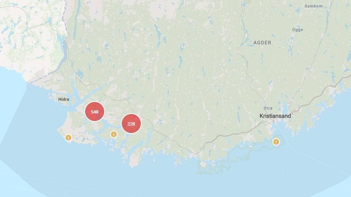 Over 700 uten strøm i Farsund og Lyngdal