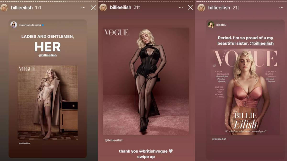 Billie Eilish velger selv hvordan hun vil gå kledd: Hylles i sosiale medier  – NRK Kultur og underholdning