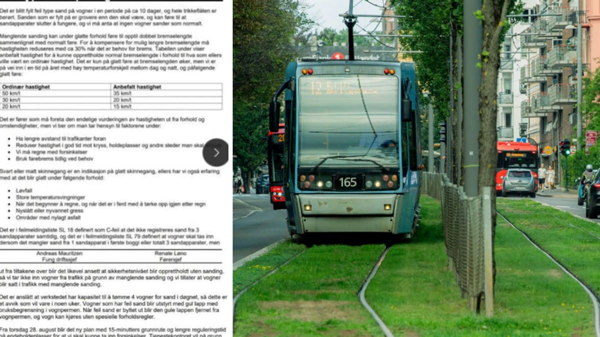 NRK: Feil sand gir lengre bremselengde for Oslo-trikkene