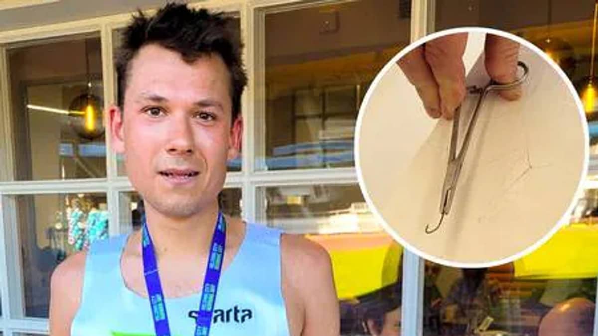EM-håpet Leonid (26) sprang halvmaraton – fekk fiskekrok (!) i leggen