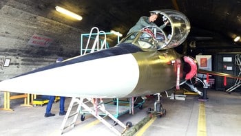 Starfighter i hangaren ved Bodø hovedflystasjon